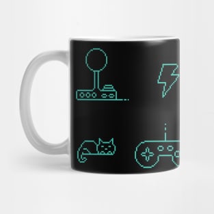 Pixel Art Video Game Controllers & Cat Mug